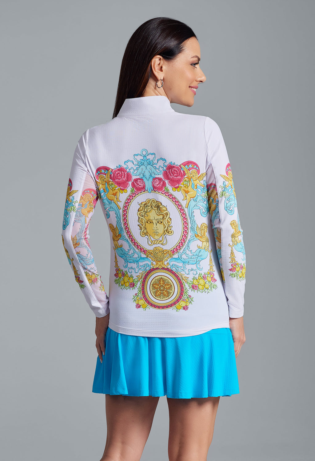 Lala Print Long Sleeve Mock Neck Top ¨C 10936