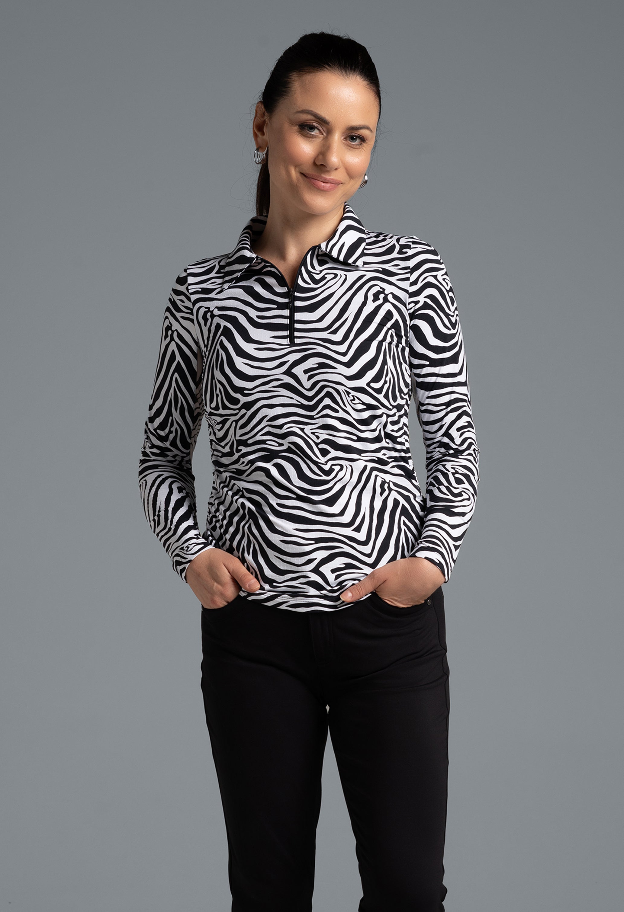 Cecilia Print Adjustable Length Long Sleeve Polo ¨C 48932