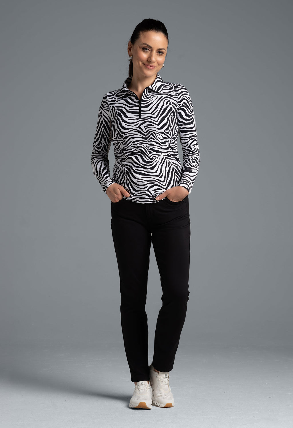 Cecilia Print Adjustable Length Long Sleeve Polo ¨C 48932