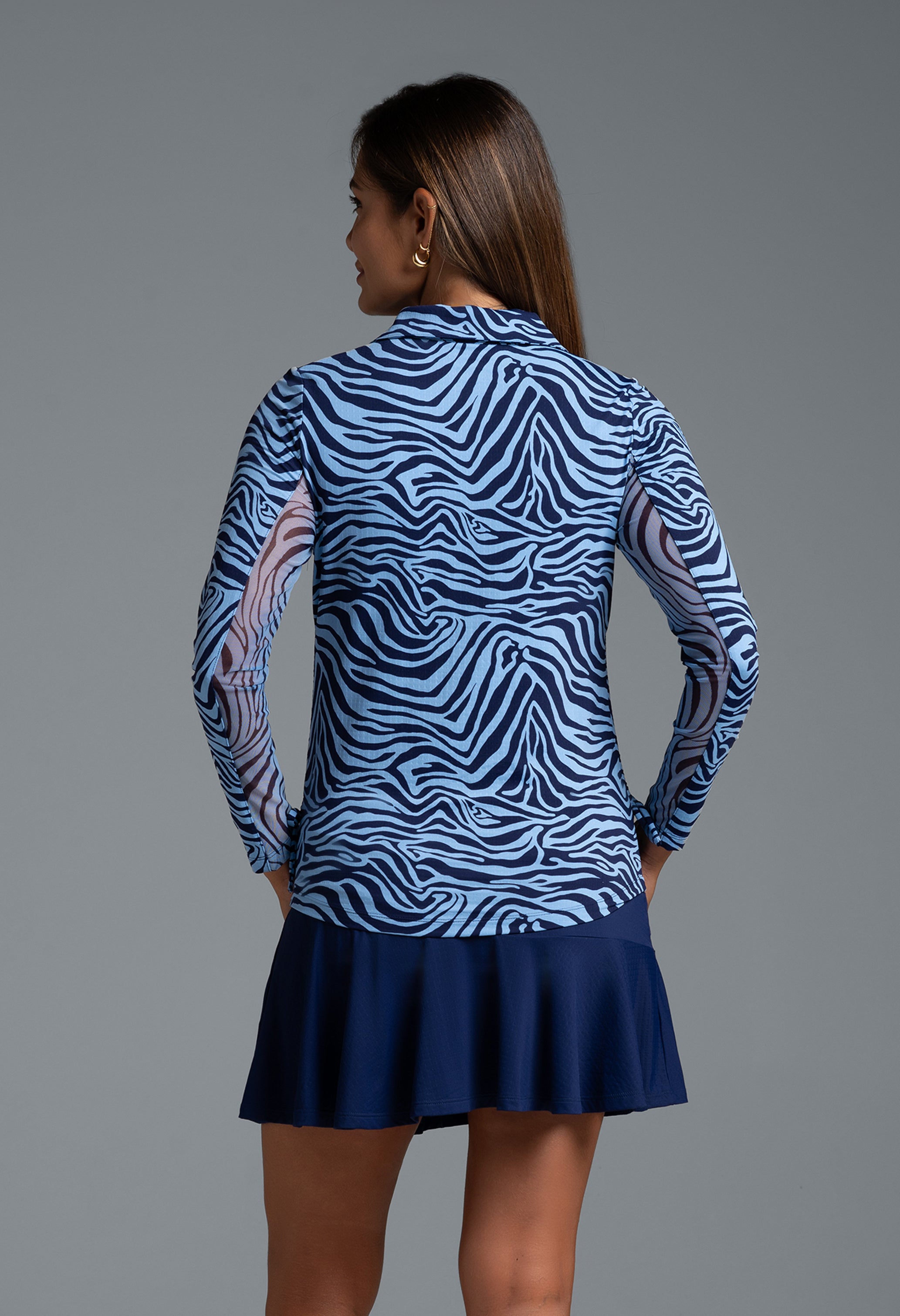 Cecilia Print Adjustable Length Long Sleeve Polo ¨C 48932