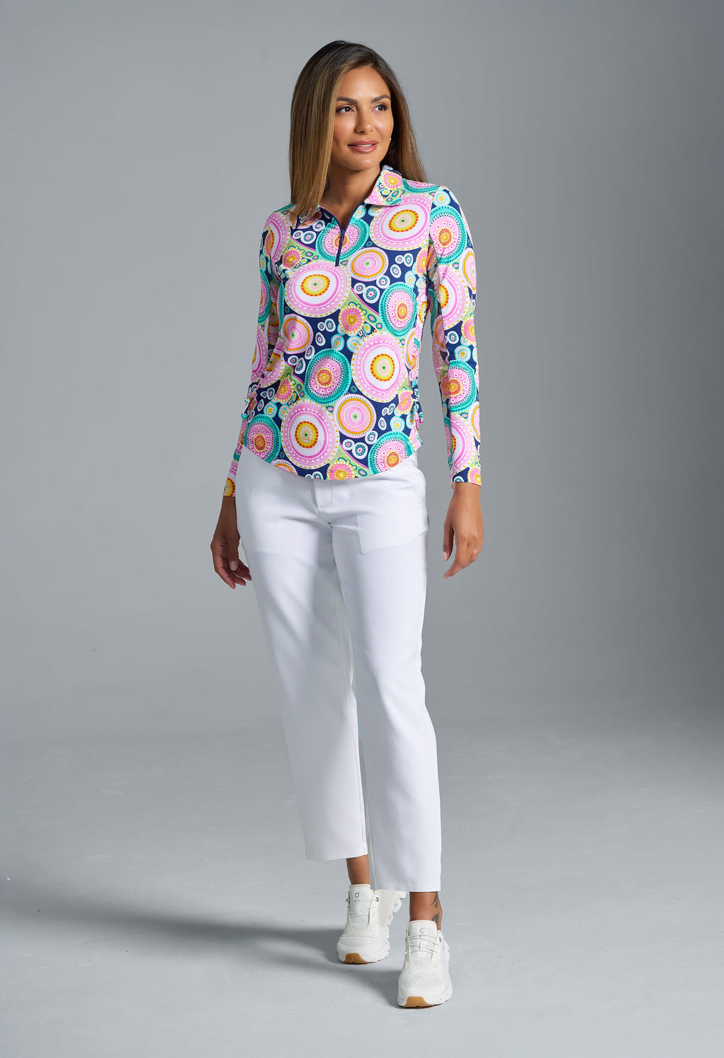 Leona Print Adjustable Length Long Sleeve Polo ¨C 48933