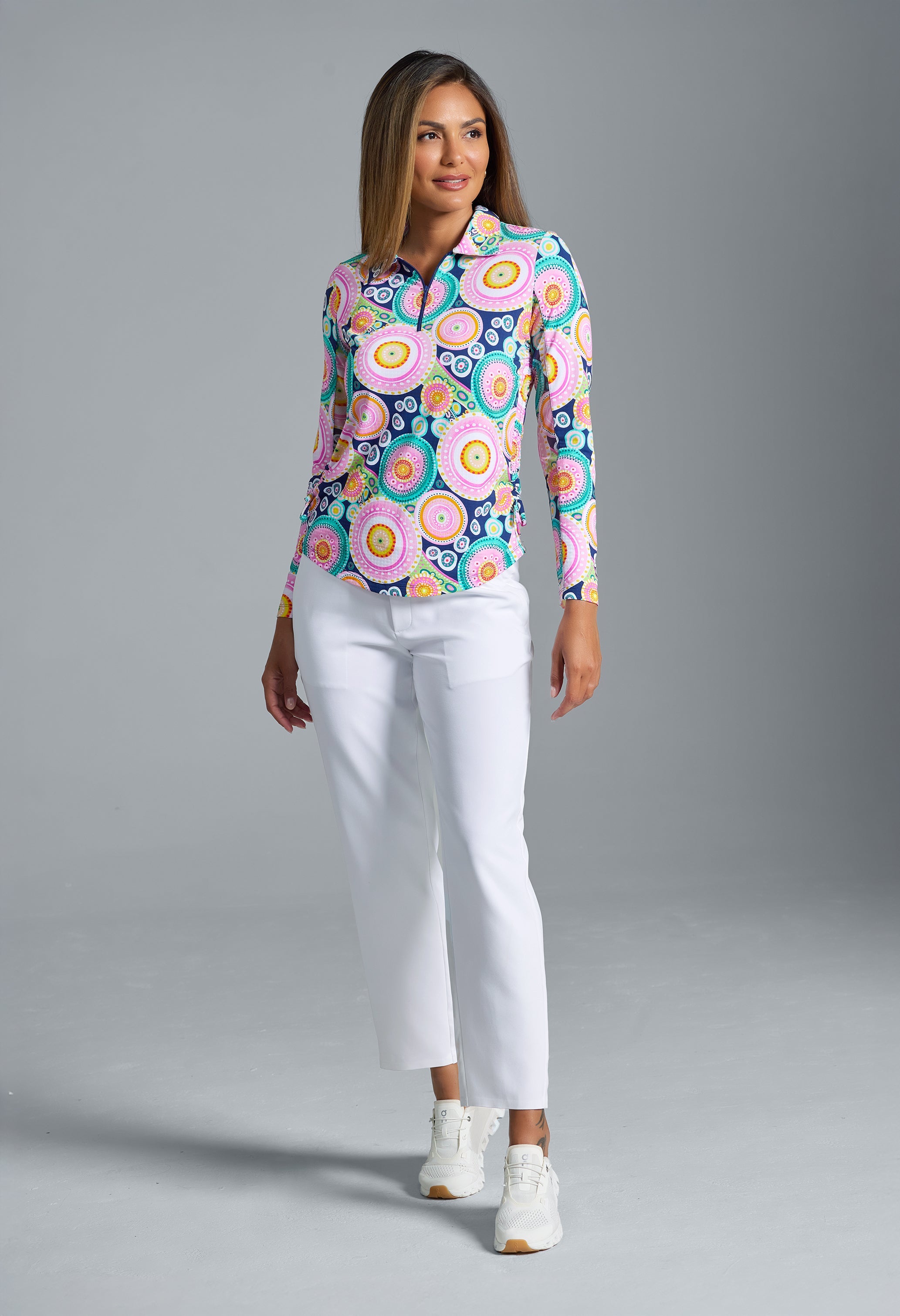 Leona Print Adjustable Length Long Sleeve Polo ¨C 48933