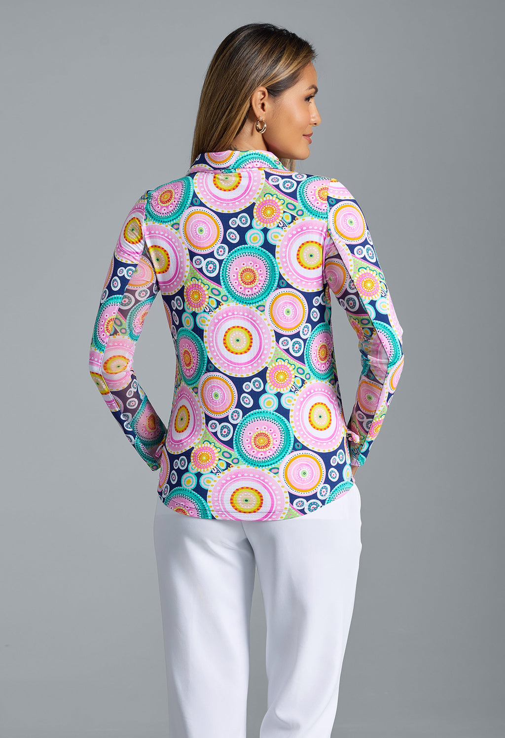 Leona Print Adjustable Length Long Sleeve Polo ¨C 48933