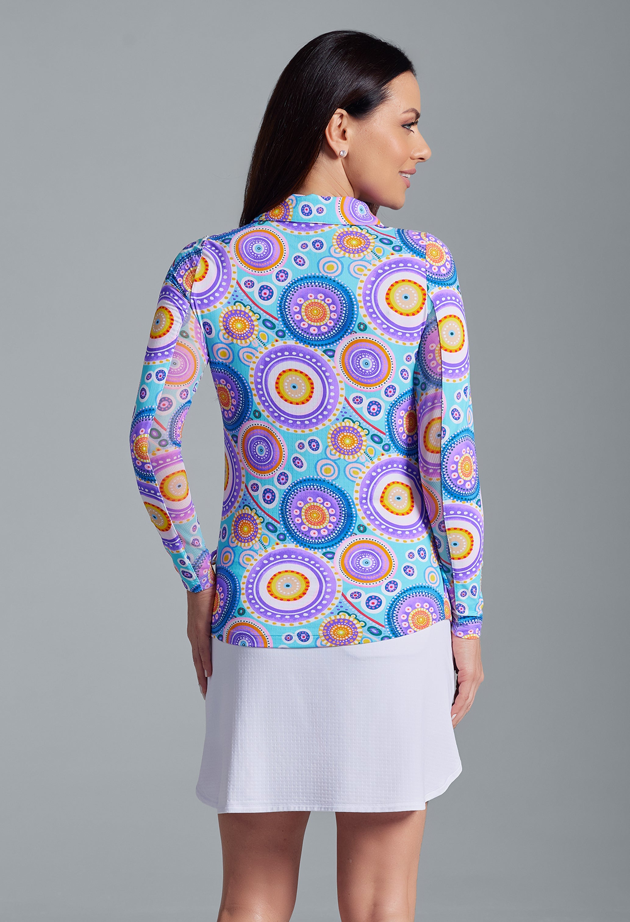 Leona Print Adjustable Length Long Sleeve Polo ¨C 48933