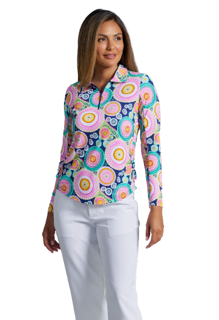 Leona Print Adjustable Length Long Sleeve Polo ¨C 48933