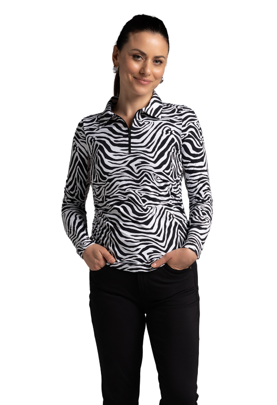 Cecilia Print Adjustable Length Long Sleeve Polo ¨C 48932