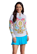 Lala Print Long Sleeve Mock Neck Top ¨C 10936